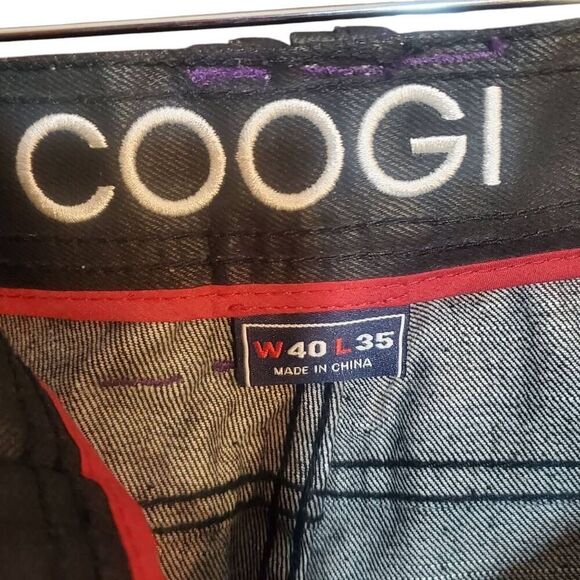 COOGI Mens Sz 40x35 Black Dark Wash Baggy Jeans Hip Hop Y2K Embroidered Pockets - Picture 8 of 14